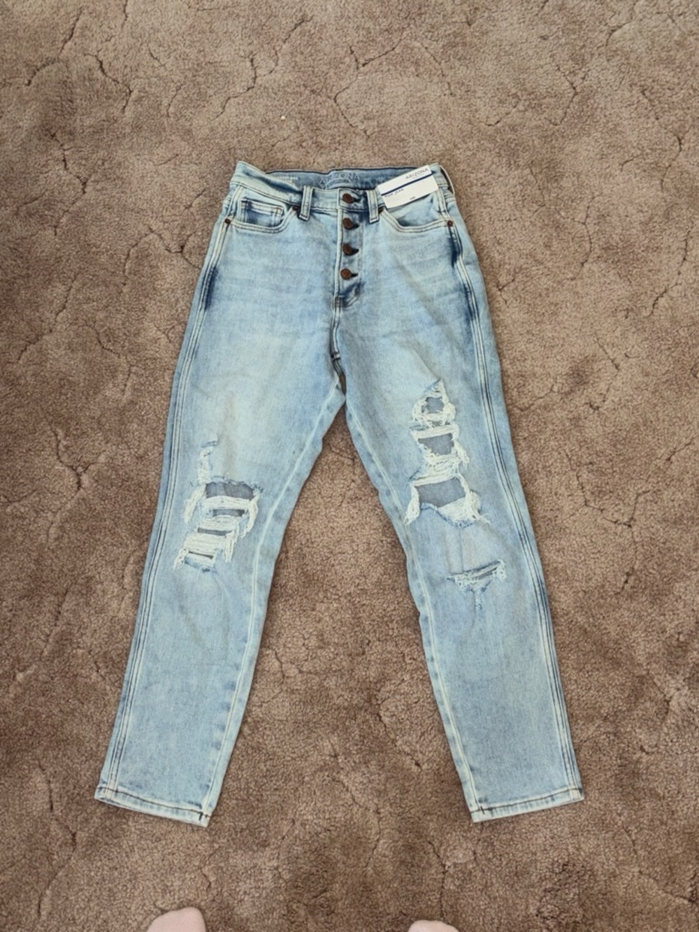 Arizona Jean Company High-Rise Light Wash Distressed Women's Jeans